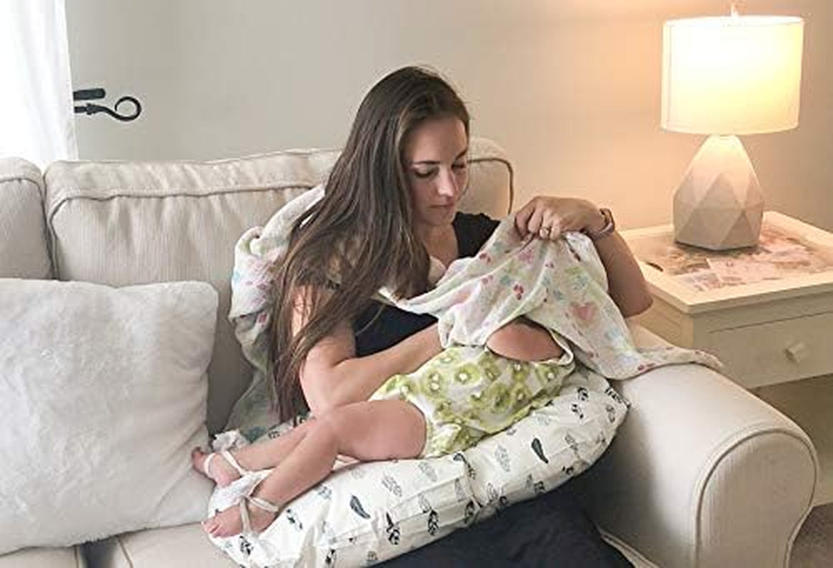 ALVABABY Nursing Pillow Cover Slipcover,Soft and Comfortable,Feathers Design,Maternity Breastfeeding Newborn Infant Feeding Cushion Cover ZT01
