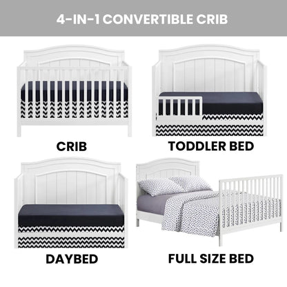 North Bay 4-In-1 Convertible Crib, Snow White, GREENGUARD Gold Certified, Wooden Crib