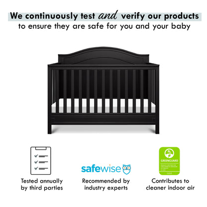 Charlie 4-In-1 Convertible Crib, Greenguard Gold Certified, Ebony