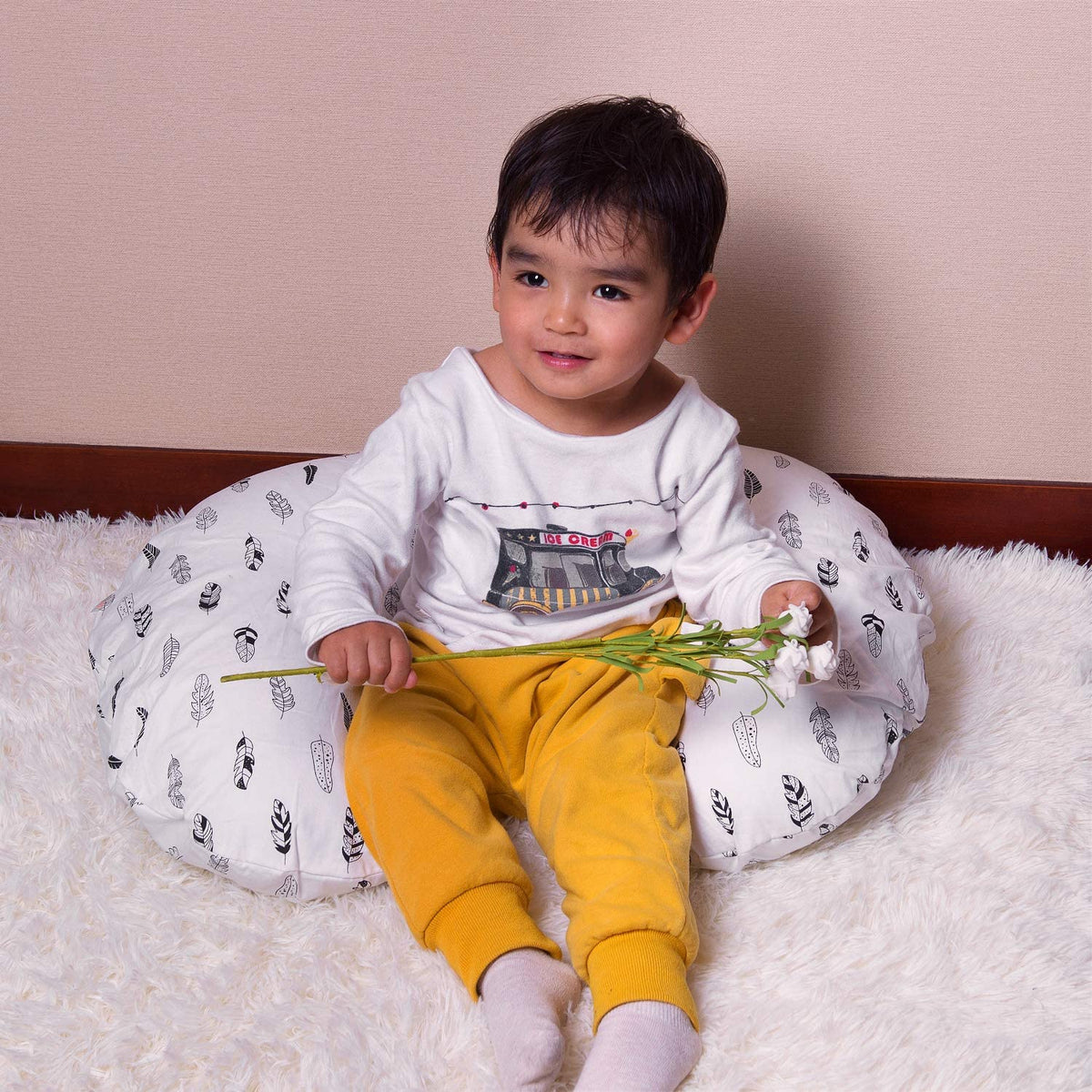 ALVABABY Nursing Pillow Cover Slipcover,Soft and Comfortable,Feathers Design,Maternity Breastfeeding Newborn Infant Feeding Cushion Cover ZT01