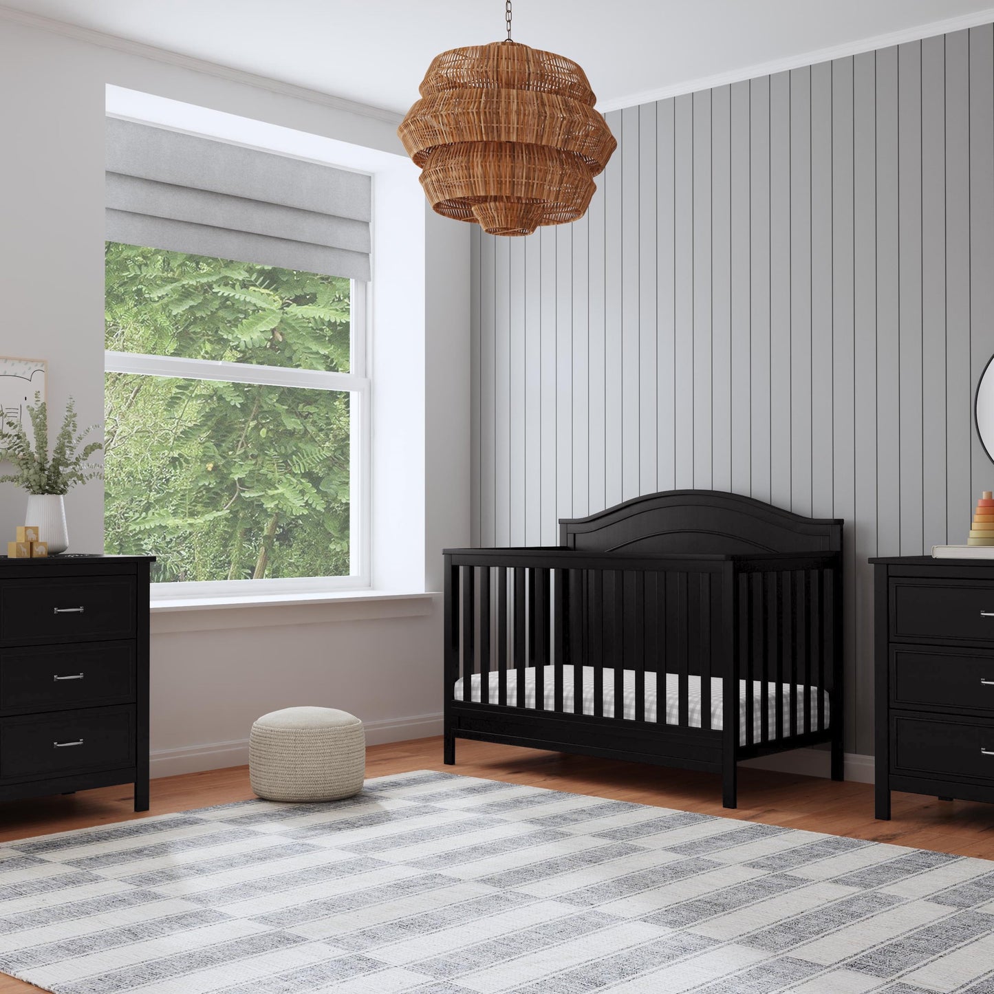 Charlie 4-In-1 Convertible Crib, Greenguard Gold Certified, Ebony