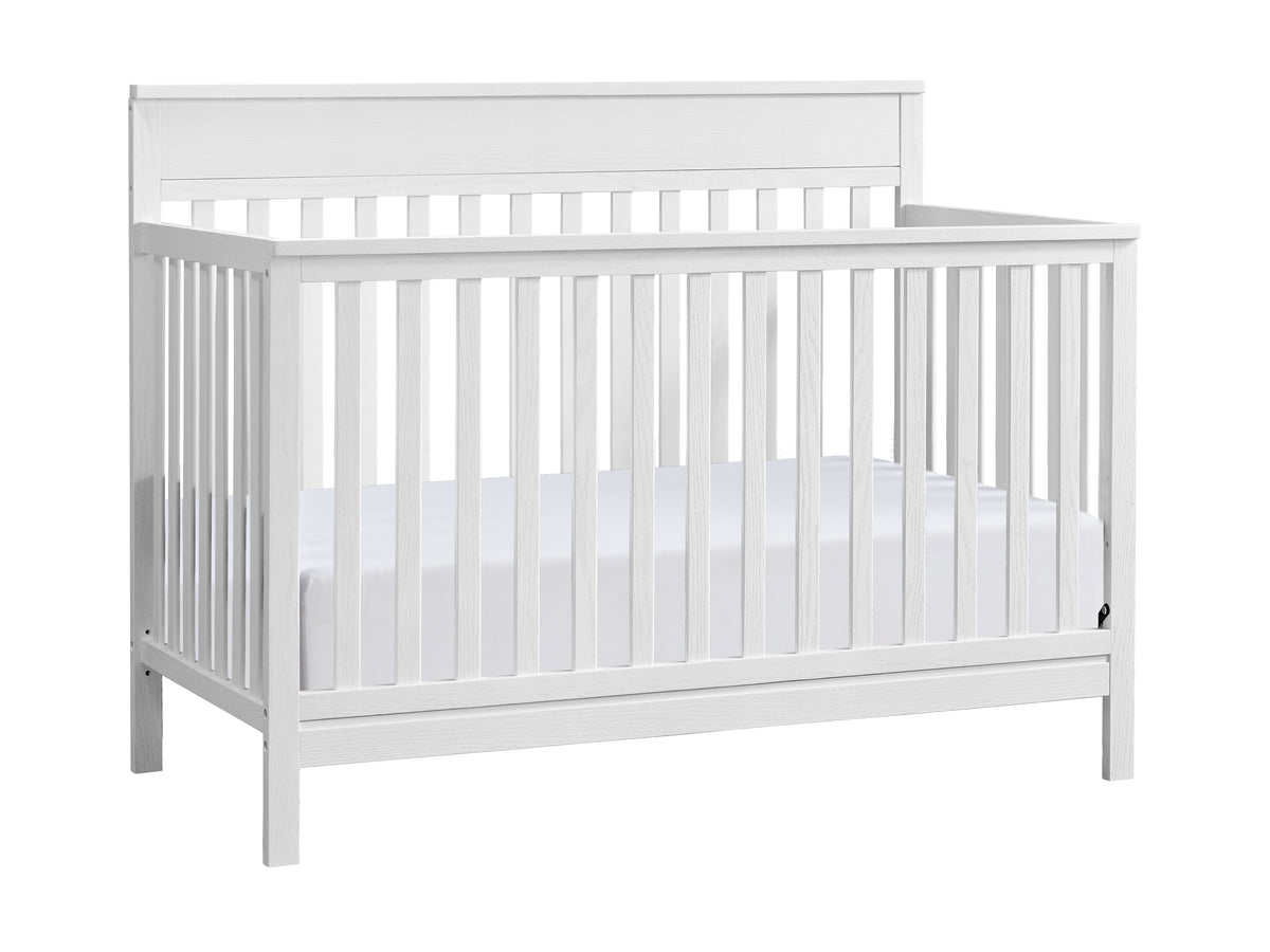 Castle Hill 4-In-1 Convertible Crib, Barn White, GREENGUARD Gold Certified, Wooden Crib