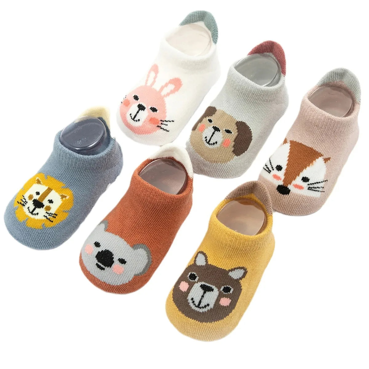 6 Pairs/Lot Cotton Baby Anti-Slip Boat Socks for Boys Girls Low Cut Floor Kids Toddler Sock with Rubber Grips for 0-5Years