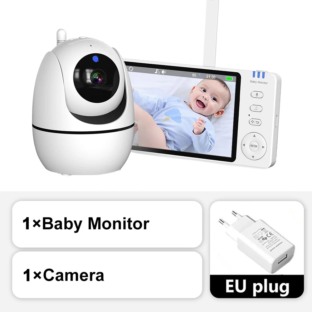 5 Inch Video Baby Monitor with Pan Tilt Camera 2.4G Mother Kids Surveillance PTZ Video Cams Temperture Display Home Security Cam